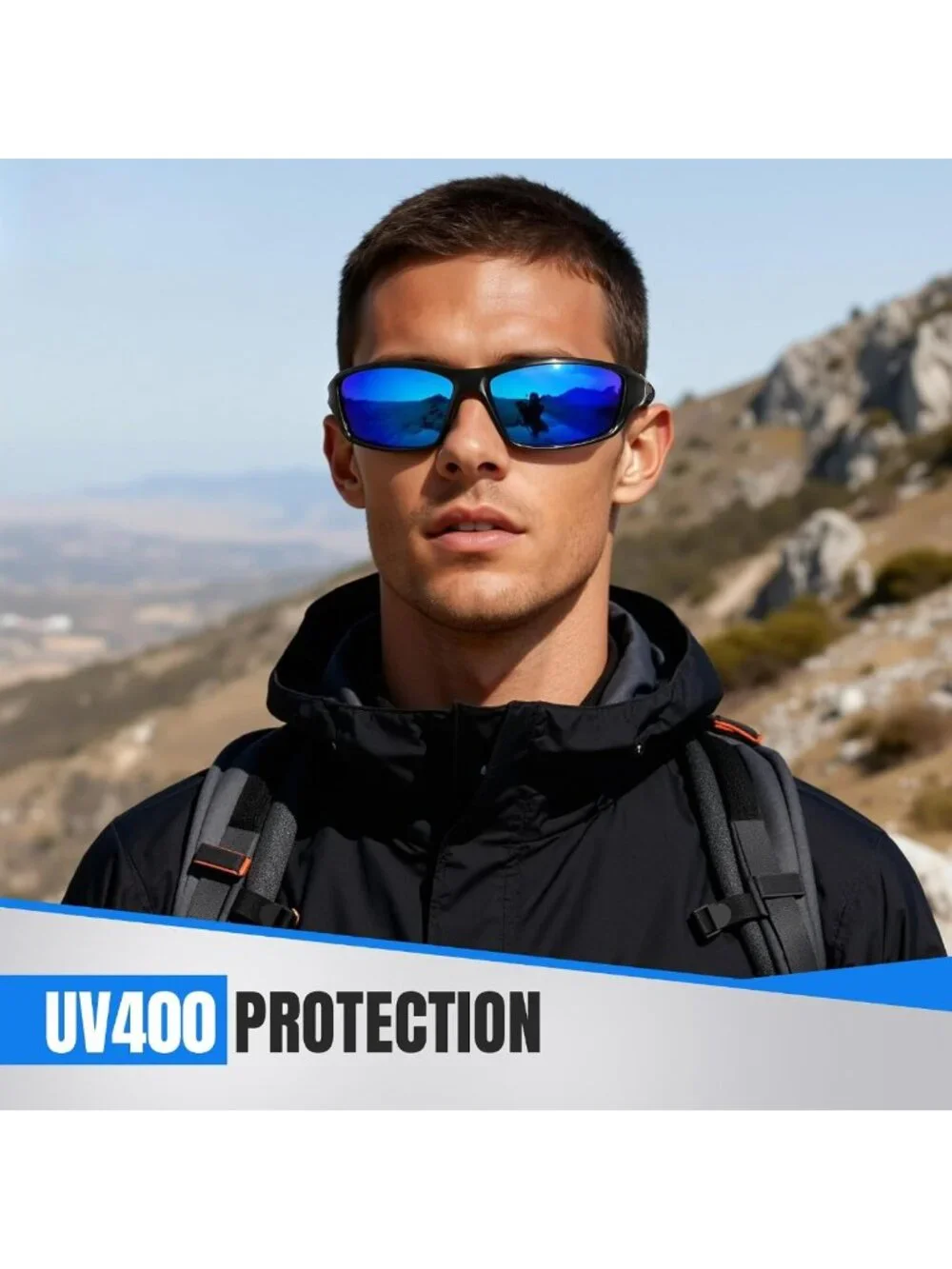 Men's Polarized Sports Sunglasses - UV Protection Wrap Around for Fishing